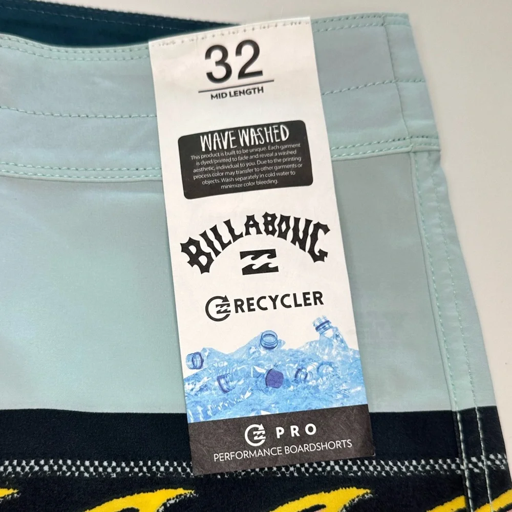 Billabong Board Shorts Swim Trunks Recycler Momentum Pro NWT Mens Size 32 Waist